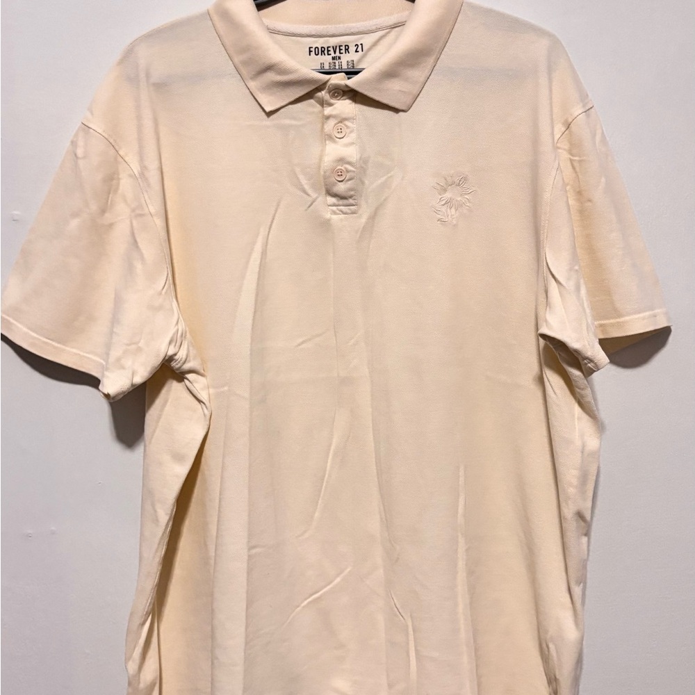 🆗 Forever 21 Men's Light Beige Polo Shirt